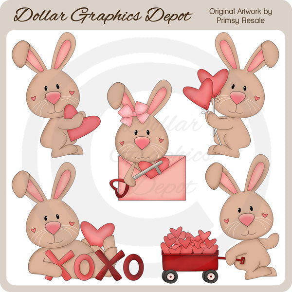 Valentine Bunnies 1 - Clip Art