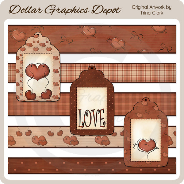 Valentine Hearts - Borders and Tags
