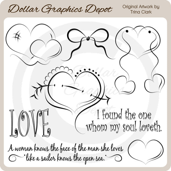 Valentine Hearts - Digital Stamps
