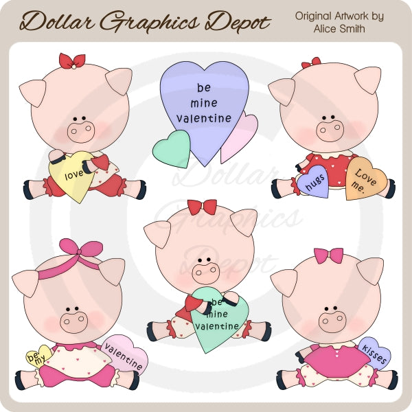 Valentine Piggies - Clip Art - *Esclusiva DCS*