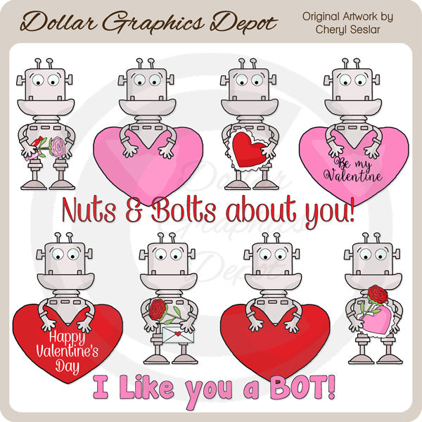 Valentine Robots - Clip Art
