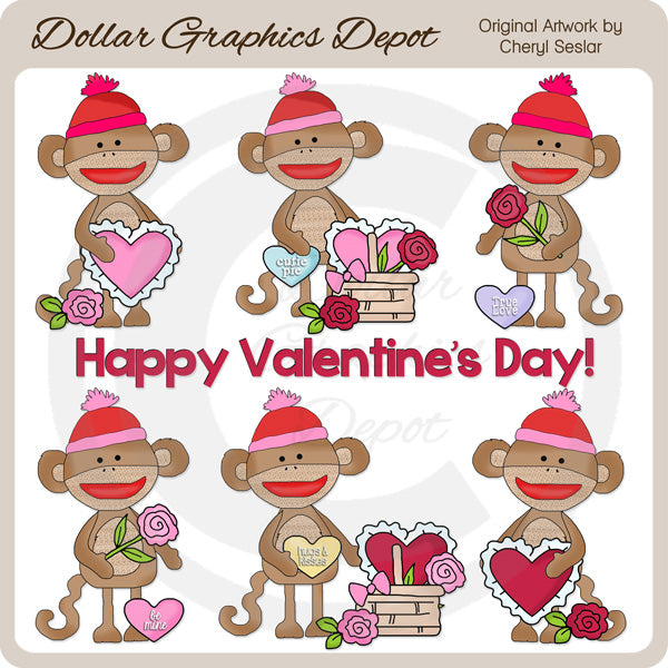 Scimmie calzino di San Valentino - Clip Art - *Esclusiva DCS*