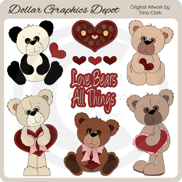 Valentine Teddies 1 - Clip Art