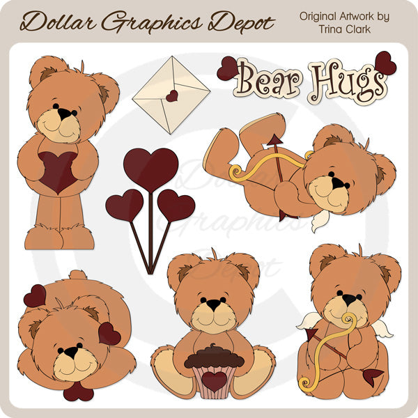 Valentine Teddies 2 - Clip Art