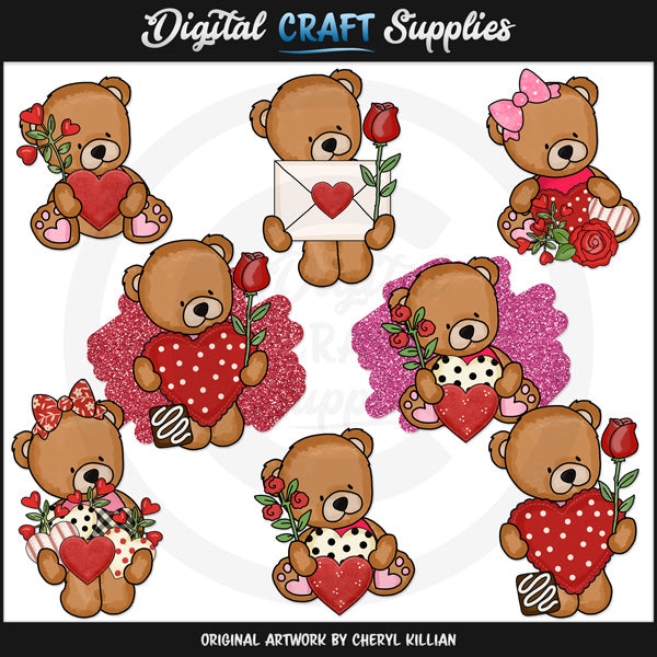 Valentine Teddies - Clip Art