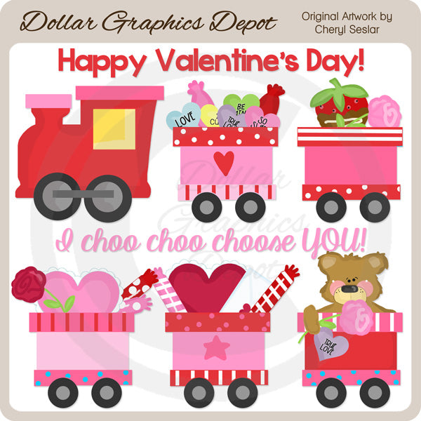 Valentine Train - Clip Art