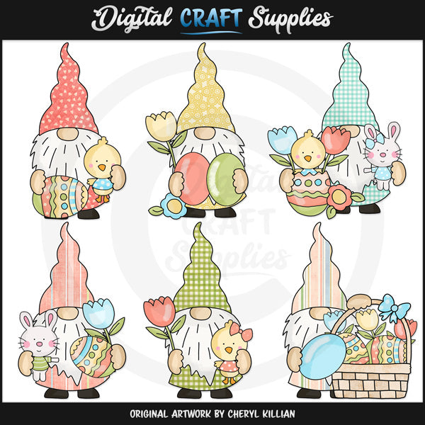 Wee Easter Gnomes - Clip Art