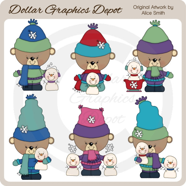 Winter Bears 1 - Clip Art - *DCS Exclusive*