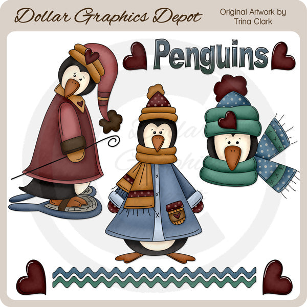 Winter Time Penguins - Clip Art