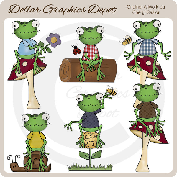 Woodland Frogs - Clip Art