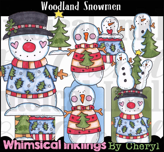 Woodland Snowman...Hand Colored Graphics